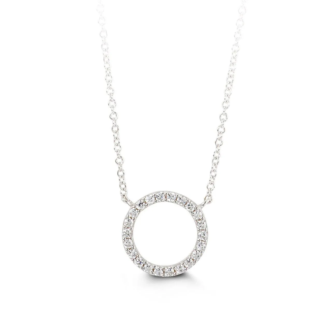 10K White Gold CZ Circle of Love Necklace