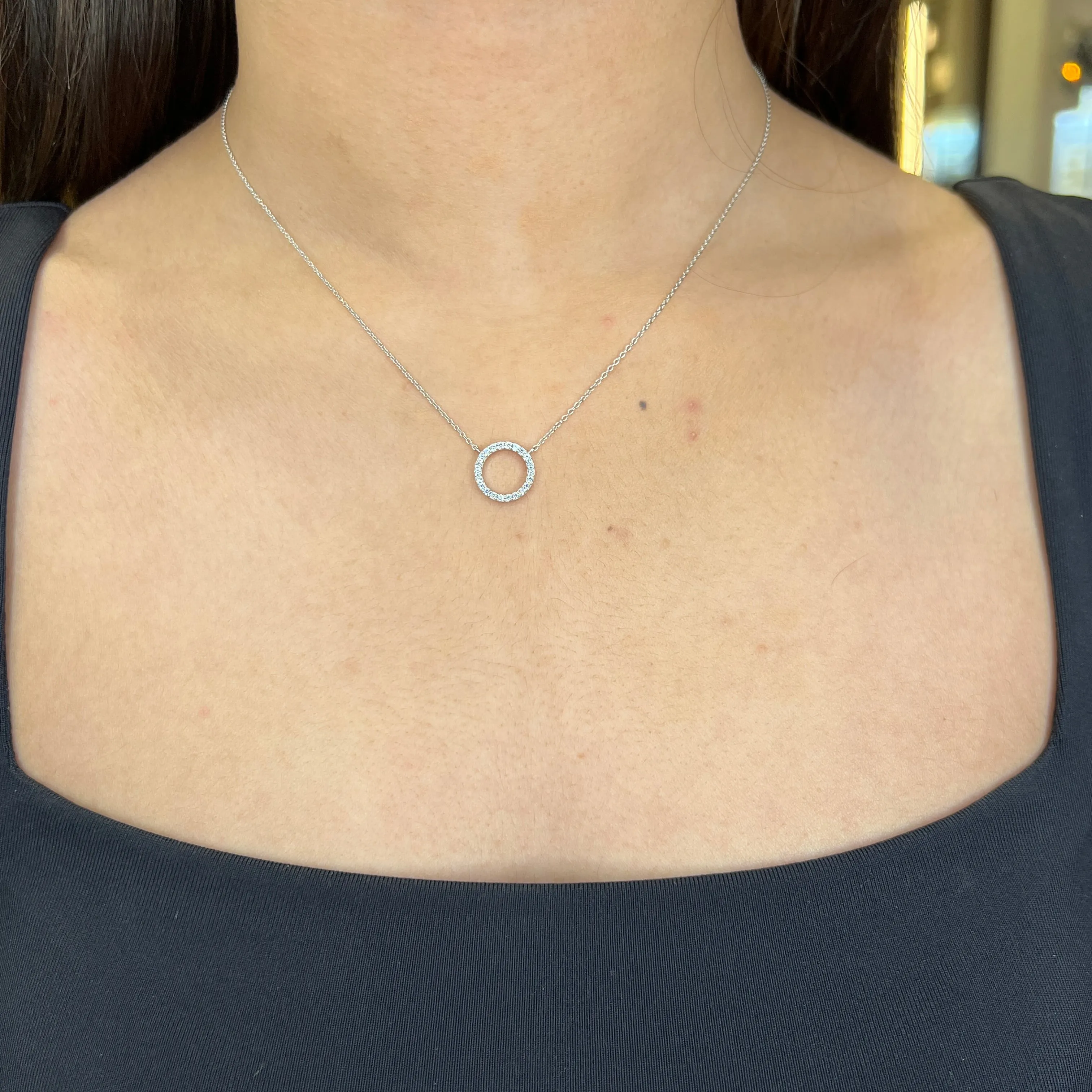 10K White Gold CZ Circle of Love Necklace