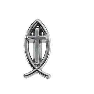 10k Yellow Gold Ichthus (Fish) with Cross Lapel Pin