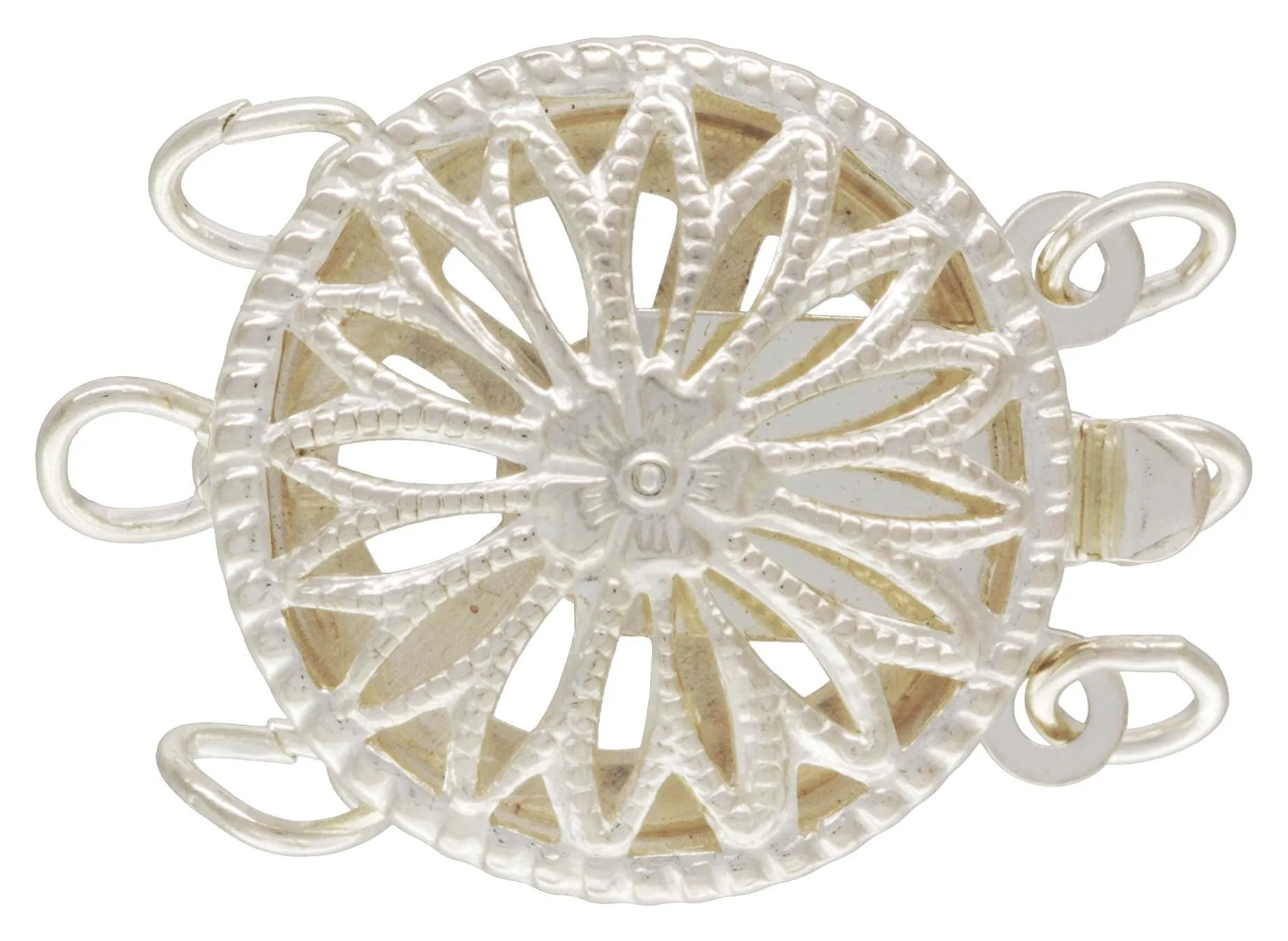 12.0 Round Filigree Pearl Clasp, Sterling Silver. Made in USA. #5003574