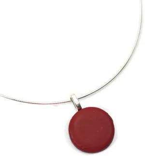 1/2" Dainty Round Rock Pendant - Red