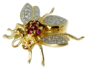 14K Diamond & Ruby Bug Pin/Pendant