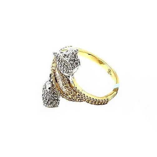14K Gold Dainty Rose Flower Round 1.16CT Natural Diamonds Ring - CSR21205
