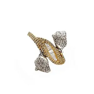 14K Gold Dainty Rose Flower Round 1.16CT Natural Diamonds Ring - CSR21205