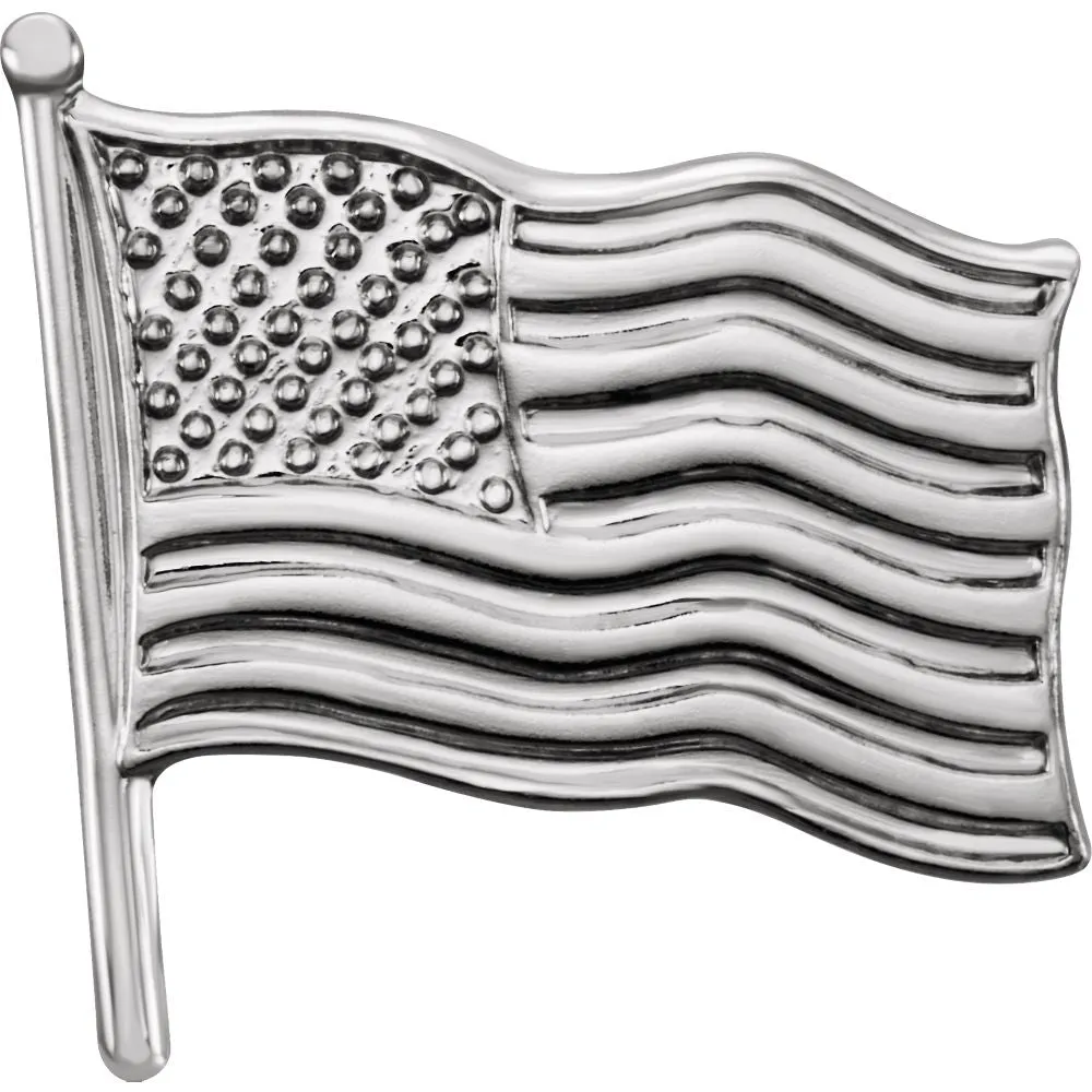 14k White Gold 14.5x14mm American Flag Lapel Pin