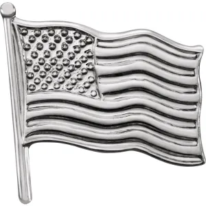 14k White Gold 14.5x14mm American Flag Lapel Pin