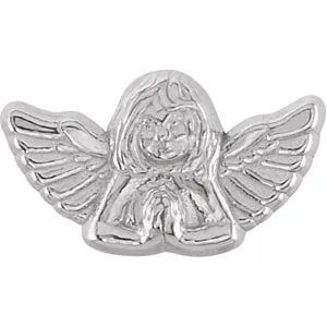 14k White Gold Cherub Lapel Pin