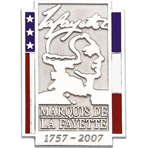 14k White Gold Marquis de La Fayette Commemorative Lapel Pin