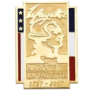 14k White Gold Marquis de La Fayette Commemorative Lapel Pin
