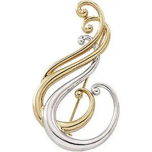 14K Yellow & White 29x52mm Freeform Brooch