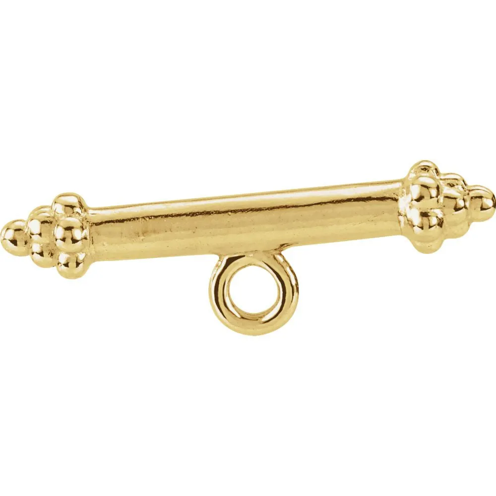 14k Yellow Gold 13.5mm Granulated Toggle Bar