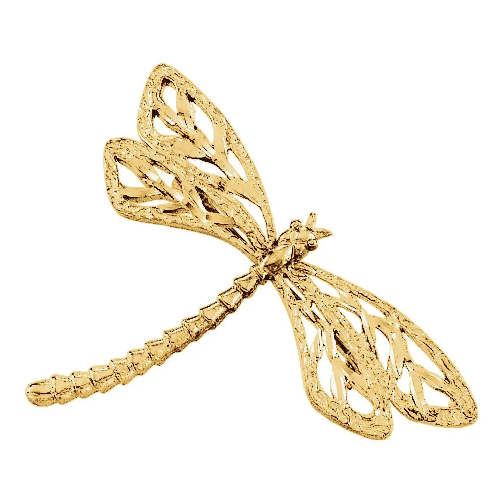 14k Yellow Gold 24x40.25mm Dragonfly Brooch
