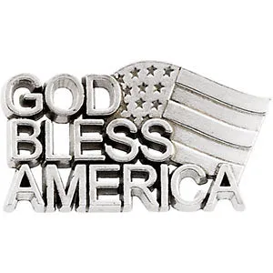 14k Yellow Gold God Bless America Lapel Pin