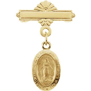 14k Yellow Gold Miraculous Baptismal Pin