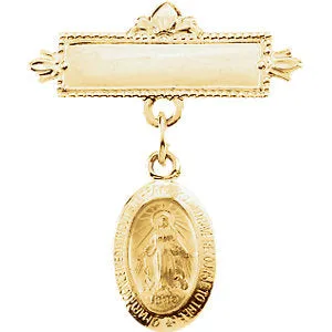 14k Yellow Gold Miraculous Baptismal Pin