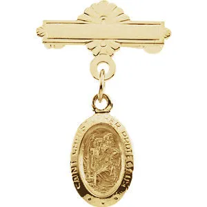 14k Yellow Gold St. Christopher Baptismal Pin