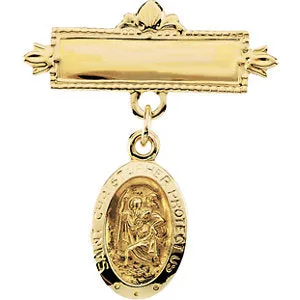 14k Yellow Gold St. Christopher Baptismal Pin