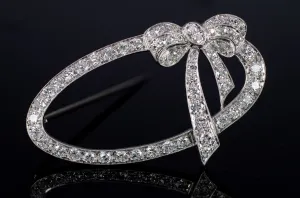 1.5CTW PLATINUM OLD CUT DIAMOND BROOCH