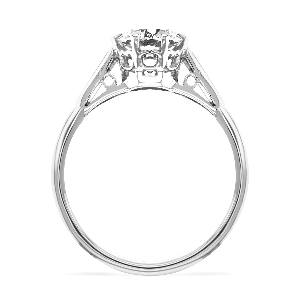 1.86ct Ada Vintage Inspired Round Brilliant with Baguette Shoulders Engagement Ring | Pre-Loved | Platinum