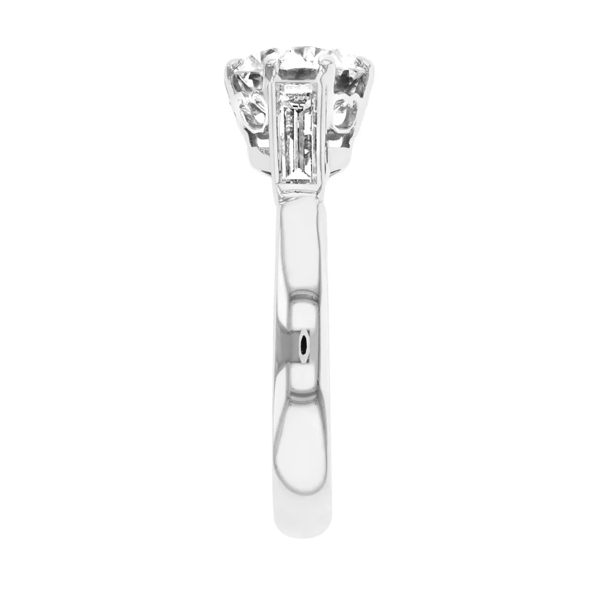 1.86ct Ada Vintage Inspired Round Brilliant with Baguette Shoulders Engagement Ring | Pre-Loved | Platinum