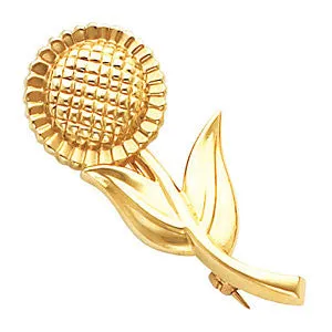 18k Yellow Gold Sunflower Brooch
