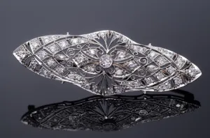 1CTW EDWARDIAN DIAMOND BROOCH IN PLATINUM AND GOLD