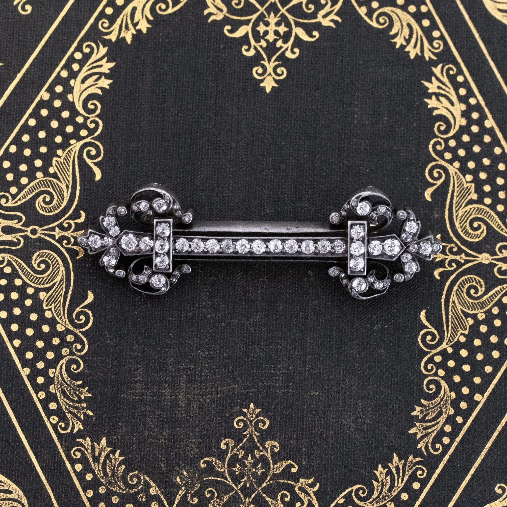 2.79ctw Victorian Old Cut Diamond Bar Brooch