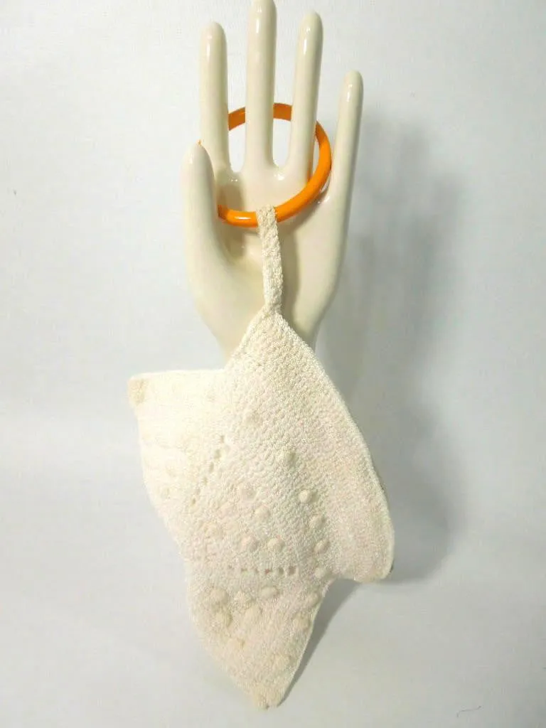 30s Art Deco Crochet Purse With Butterscotch Bakelite Bracelet Handle