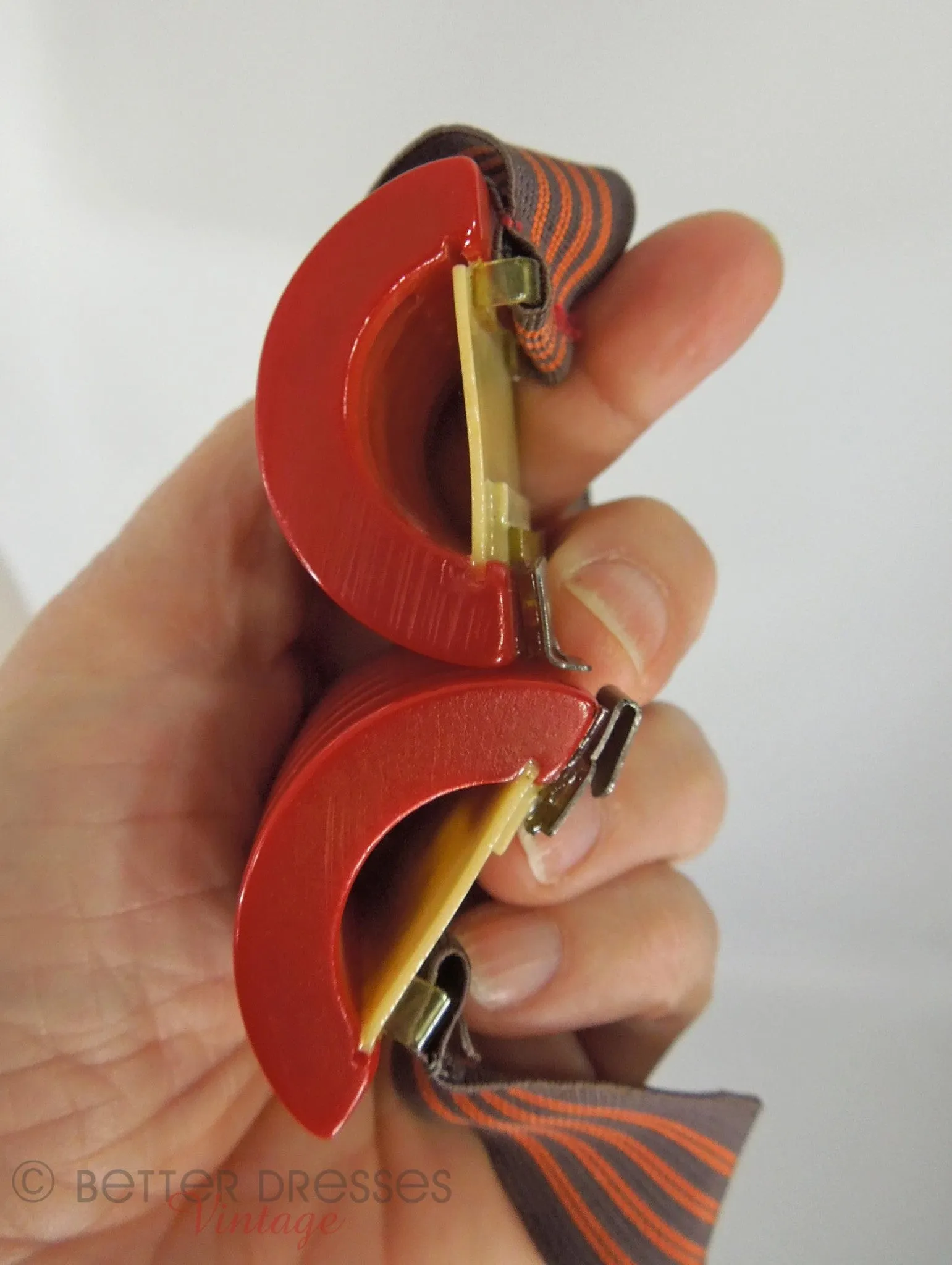 30s/40s Art Deco Red Bakelite Belt Buckle & Belt
