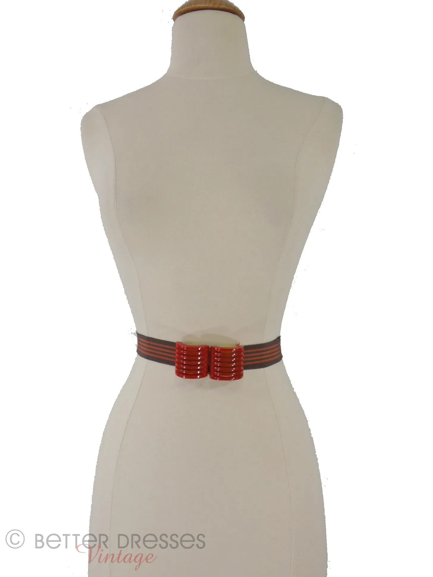 30s/40s Art Deco Red Bakelite Belt Buckle & Belt
