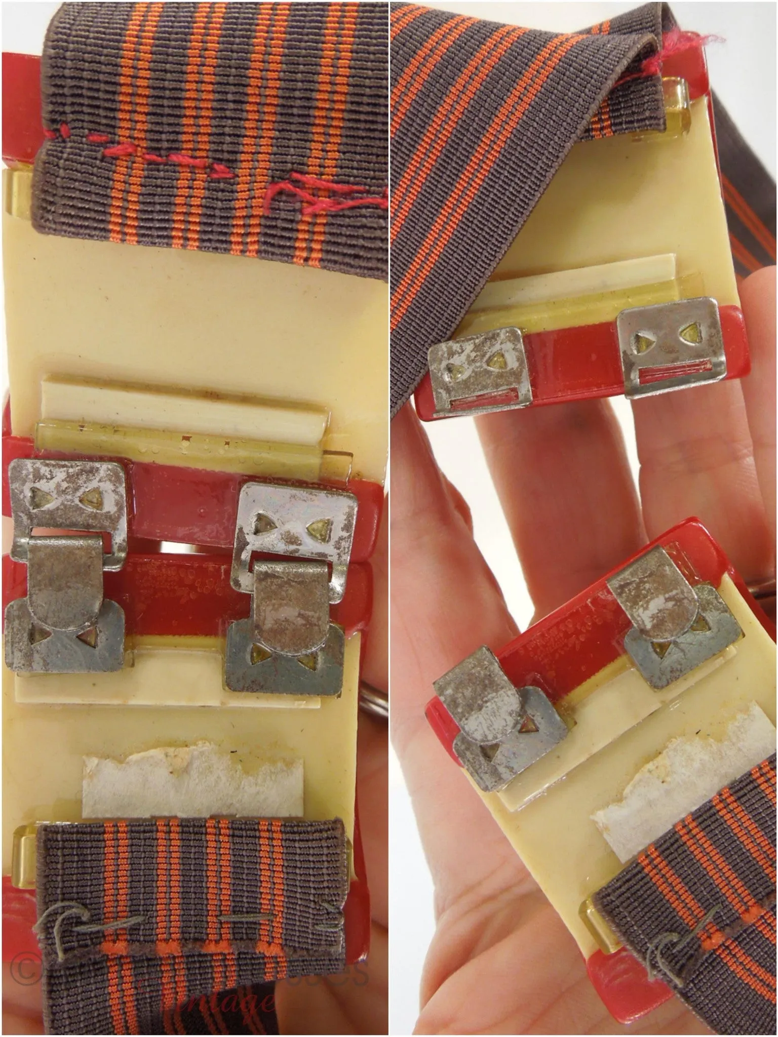 30s/40s Art Deco Red Bakelite Belt Buckle & Belt