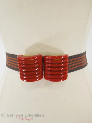 30s/40s Art Deco Red Bakelite Belt Buckle & Belt