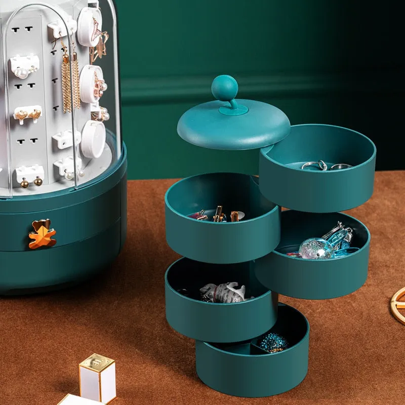 360 Rotating Transparent Jewelry Organizer Storage Box