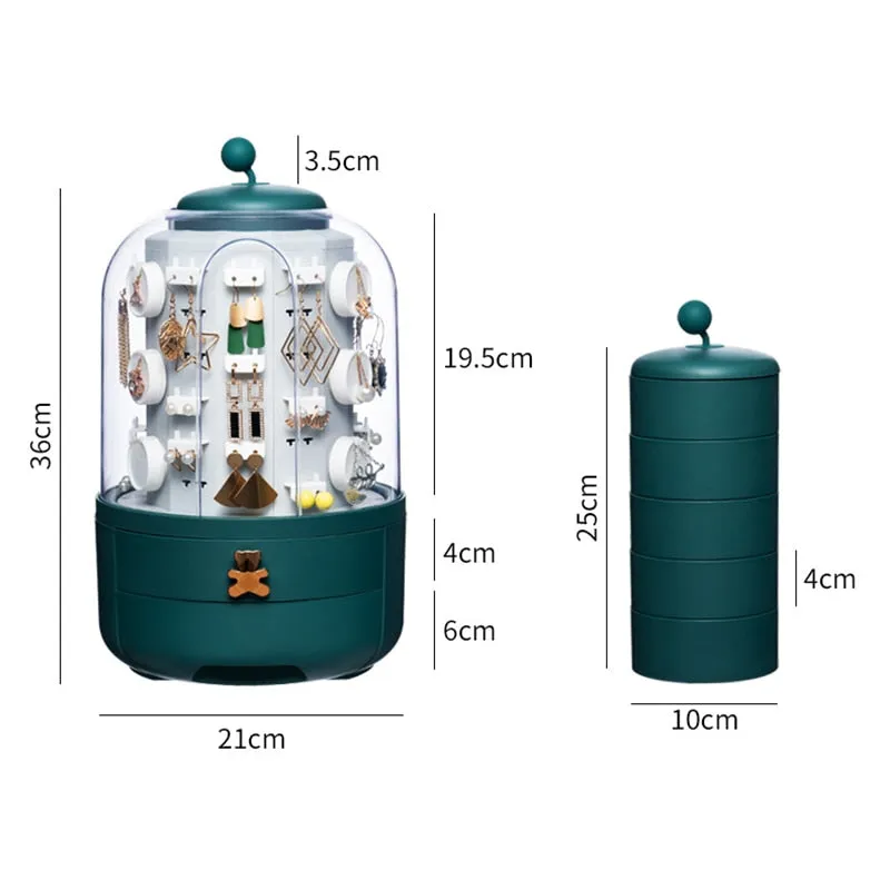 360 Rotating Transparent Jewelry Organizer Storage Box