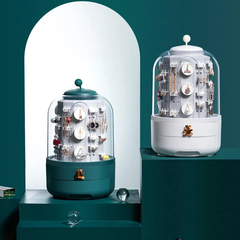 360 Rotating Transparent Jewelry Organizer Storage Box