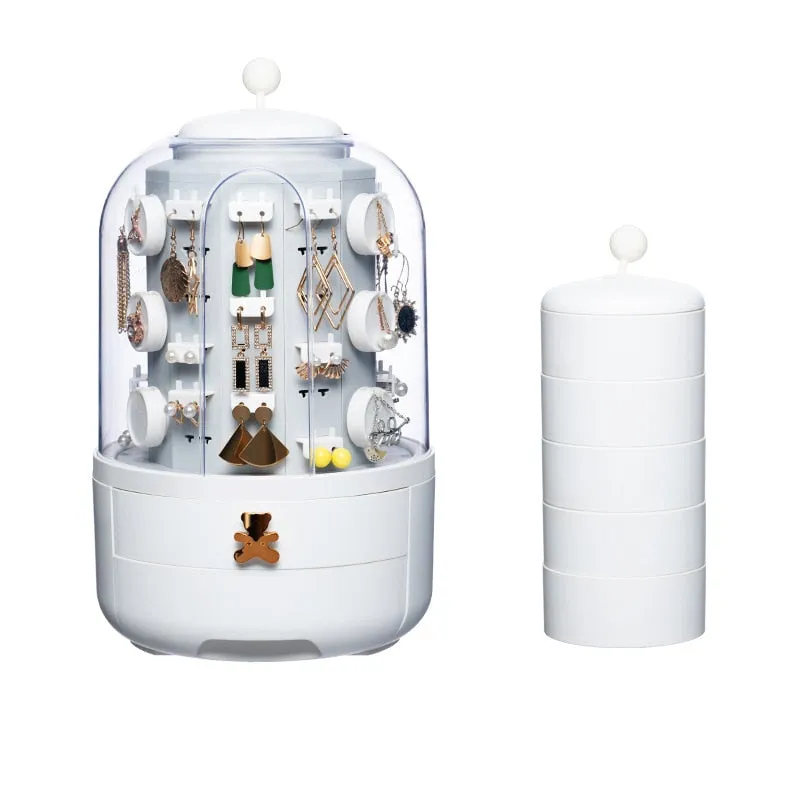 360 Rotating Transparent Jewelry Organizer Storage Box