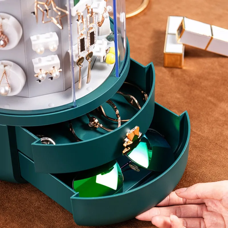 360 Rotating Transparent Jewelry Organizer Storage Box