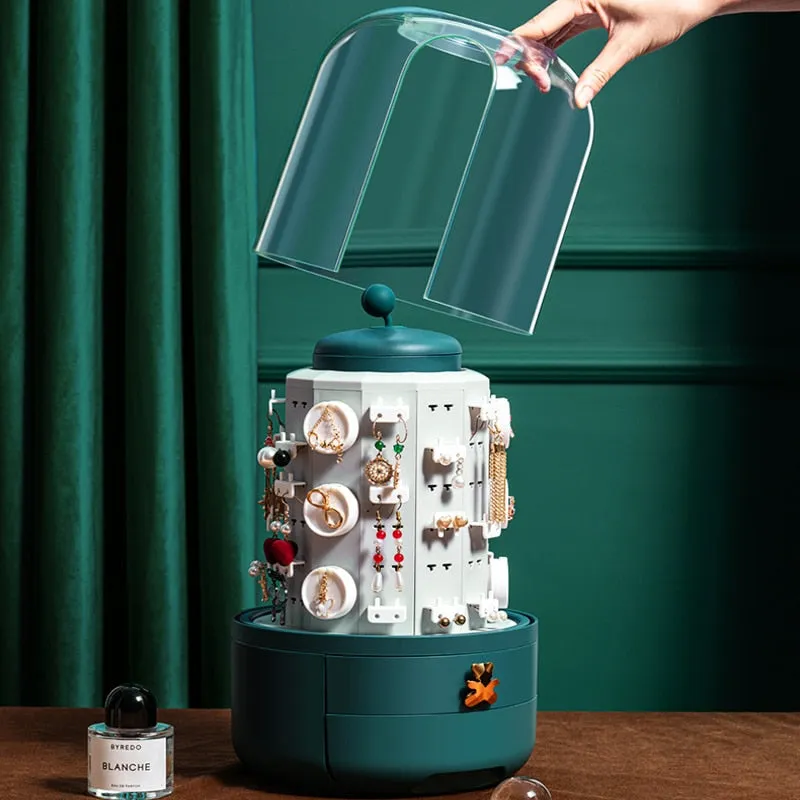 360 Rotating Transparent Jewelry Organizer Storage Box