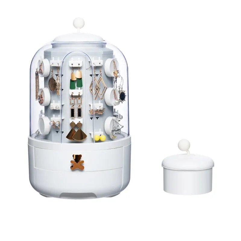 360 Rotating Transparent Jewelry Organizer Storage Box