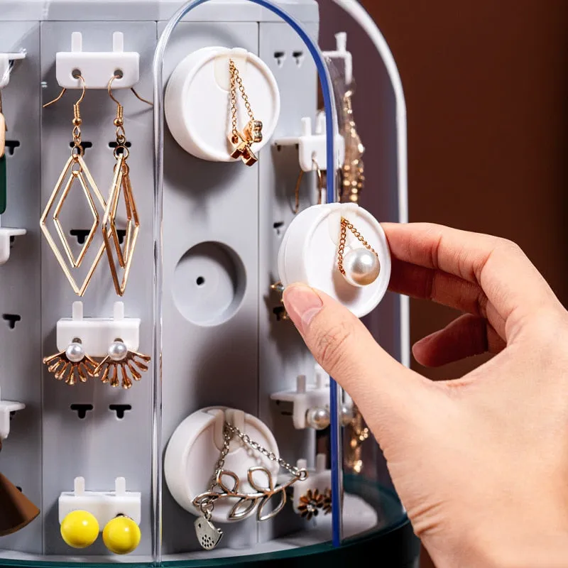 360 Rotating Transparent Jewelry Organizer Storage Box