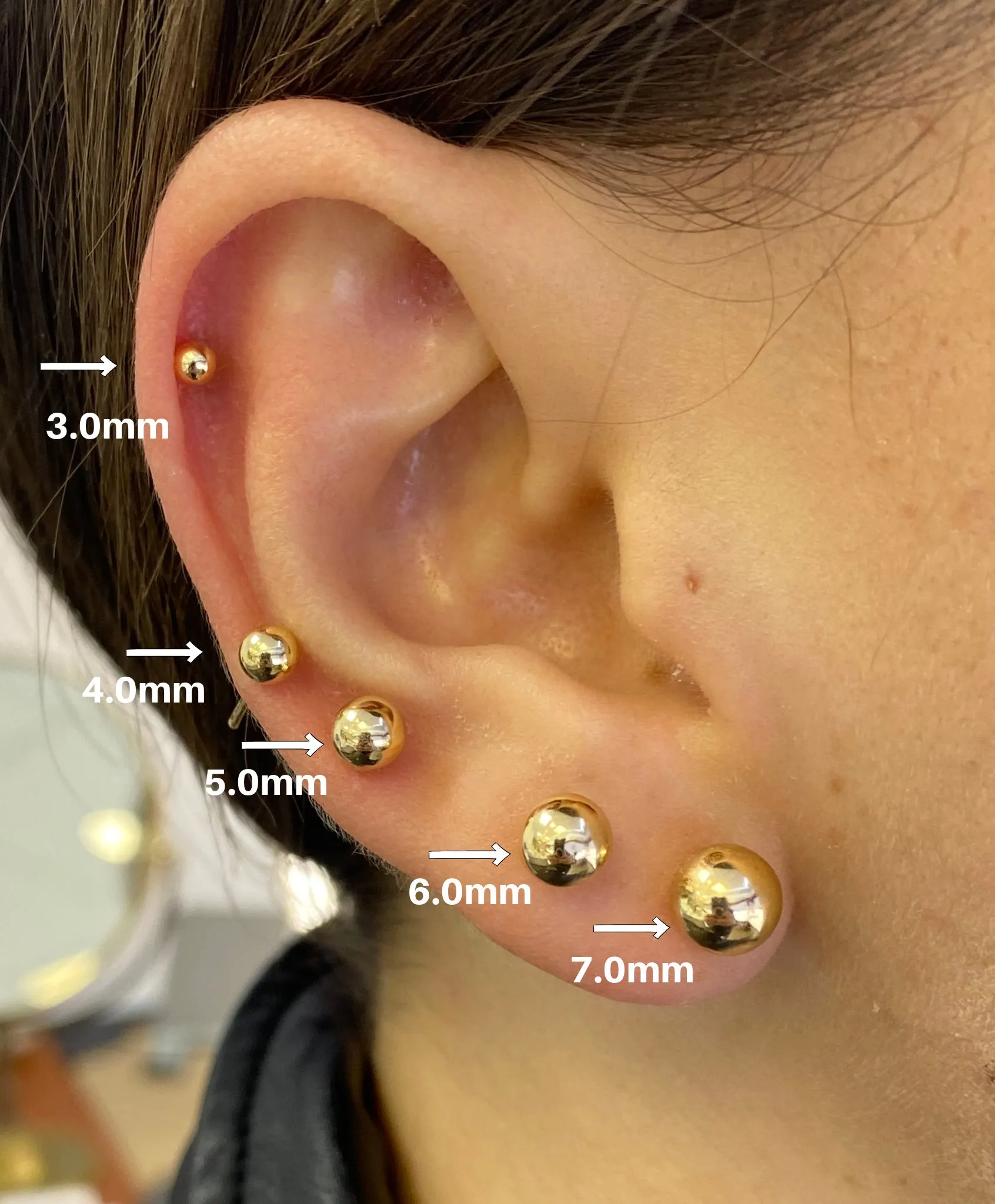 3mm Full Ball Earring