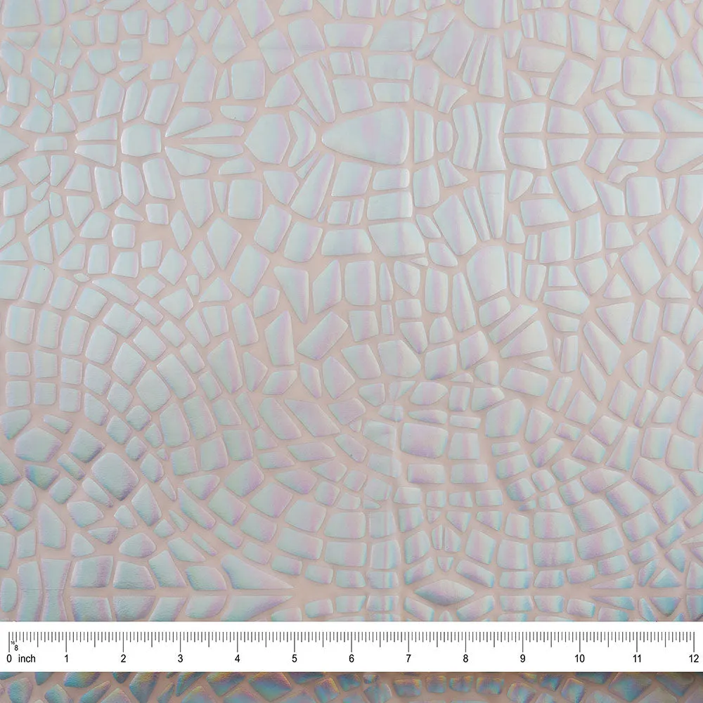 4-Way Stretch Fabric, Broken Glass Mirrored Foil, White