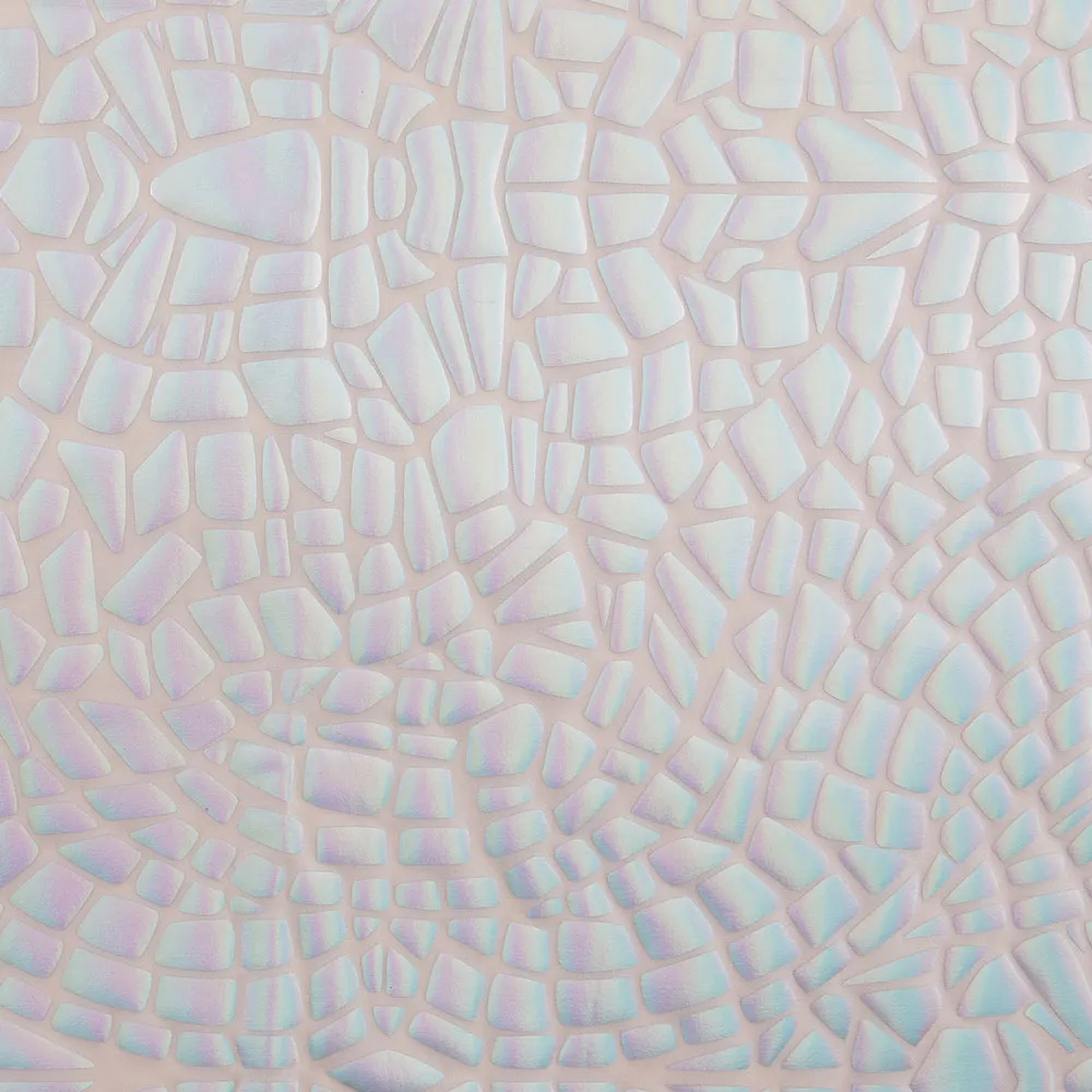 4-Way Stretch Fabric, Broken Glass Mirrored Foil, White