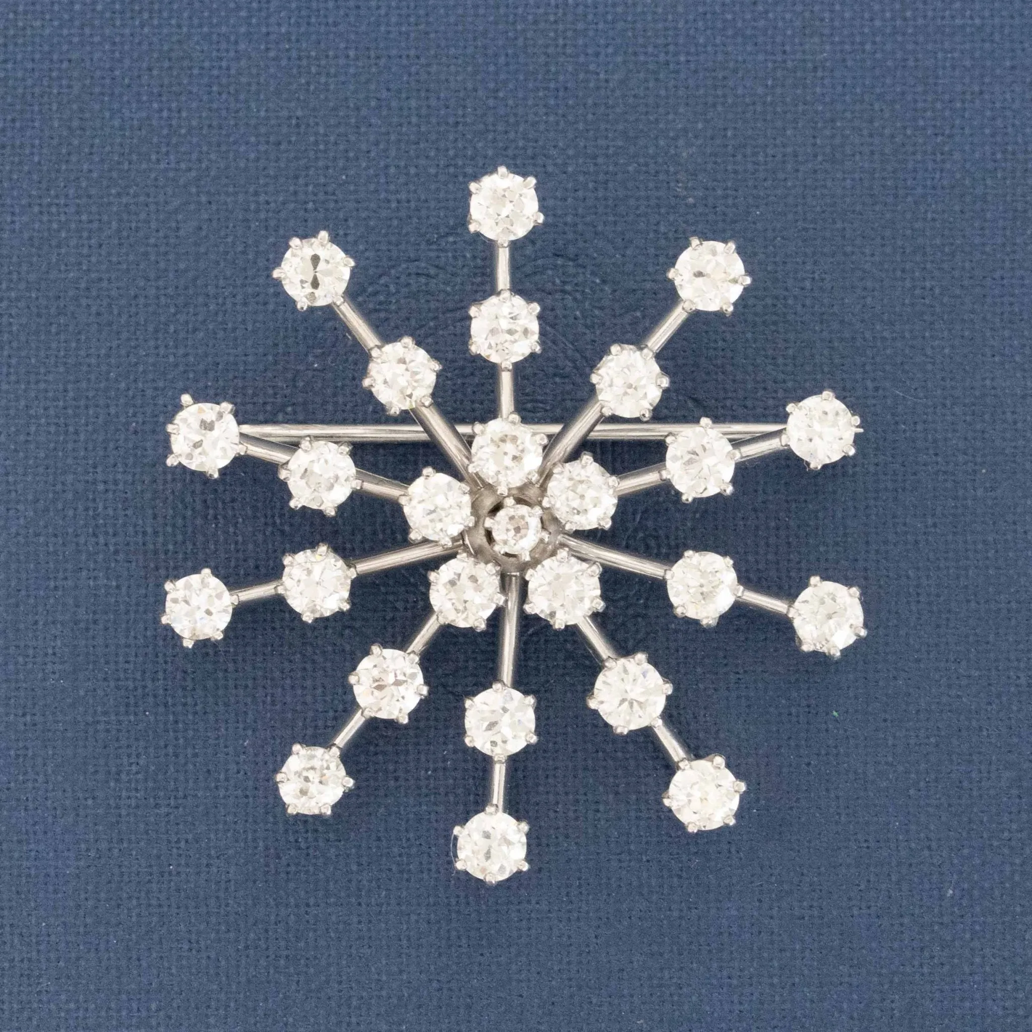4.41ctw Vintage Old European Cut Diamond Snowflake Brooch/Pendant