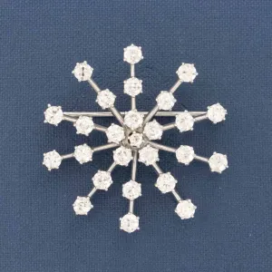 4.41ctw Vintage Old European Cut Diamond Snowflake Brooch/Pendant