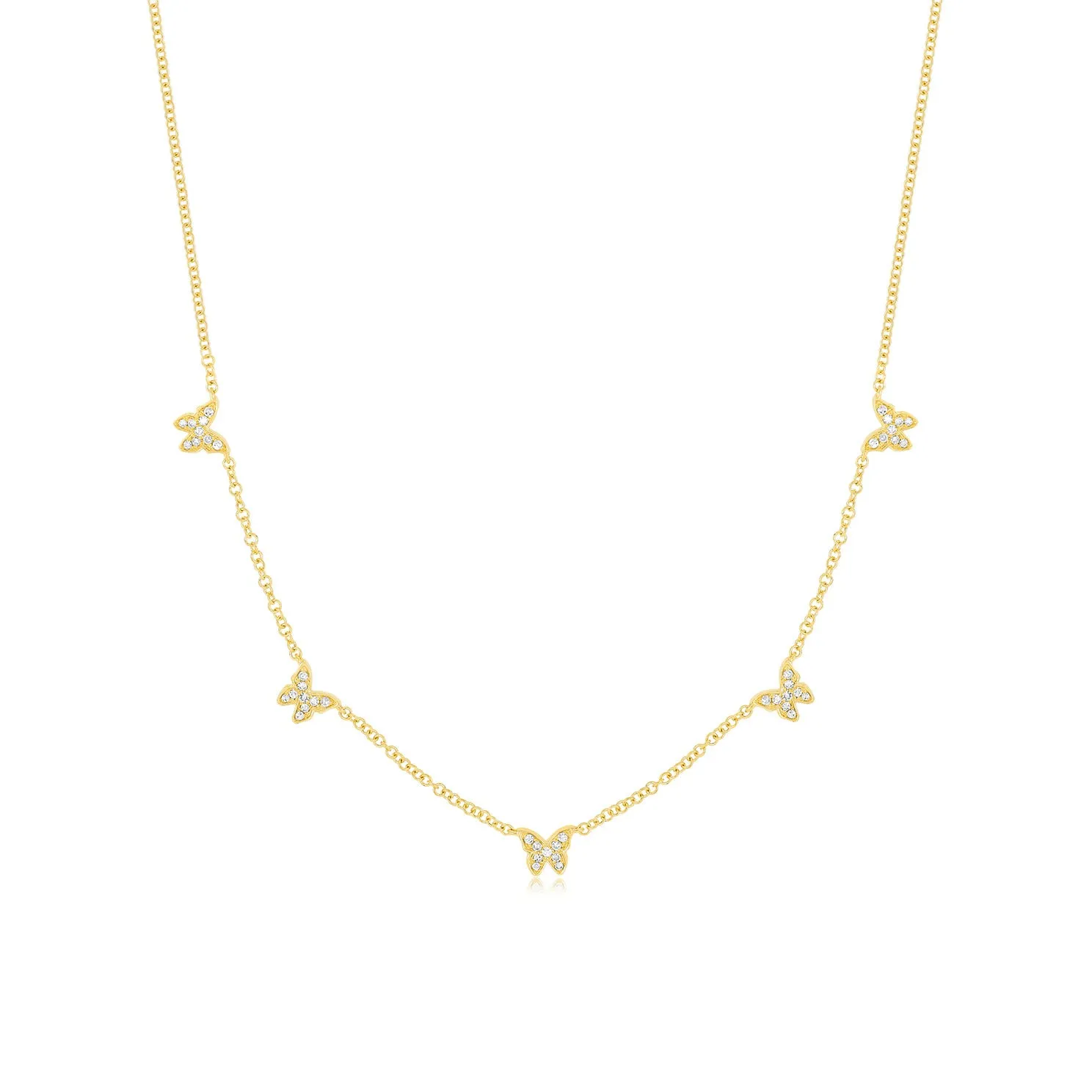 5 Diamond Baby Butterfly Necklace