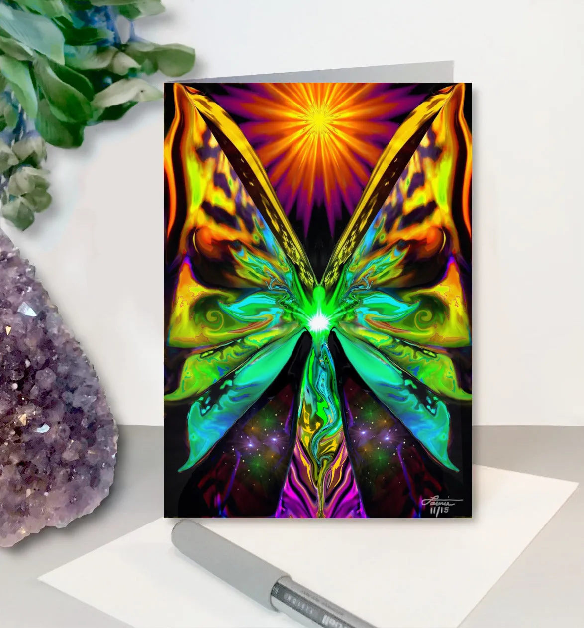 5" x 7" Angel Greeting Cards, Frameable Pearl-Finished Art Cards by Primal Painter