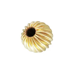 7.0mm Straight Corrugated Bead 2mm Hole, 14k gold filled. Made in USA. #4004770C
