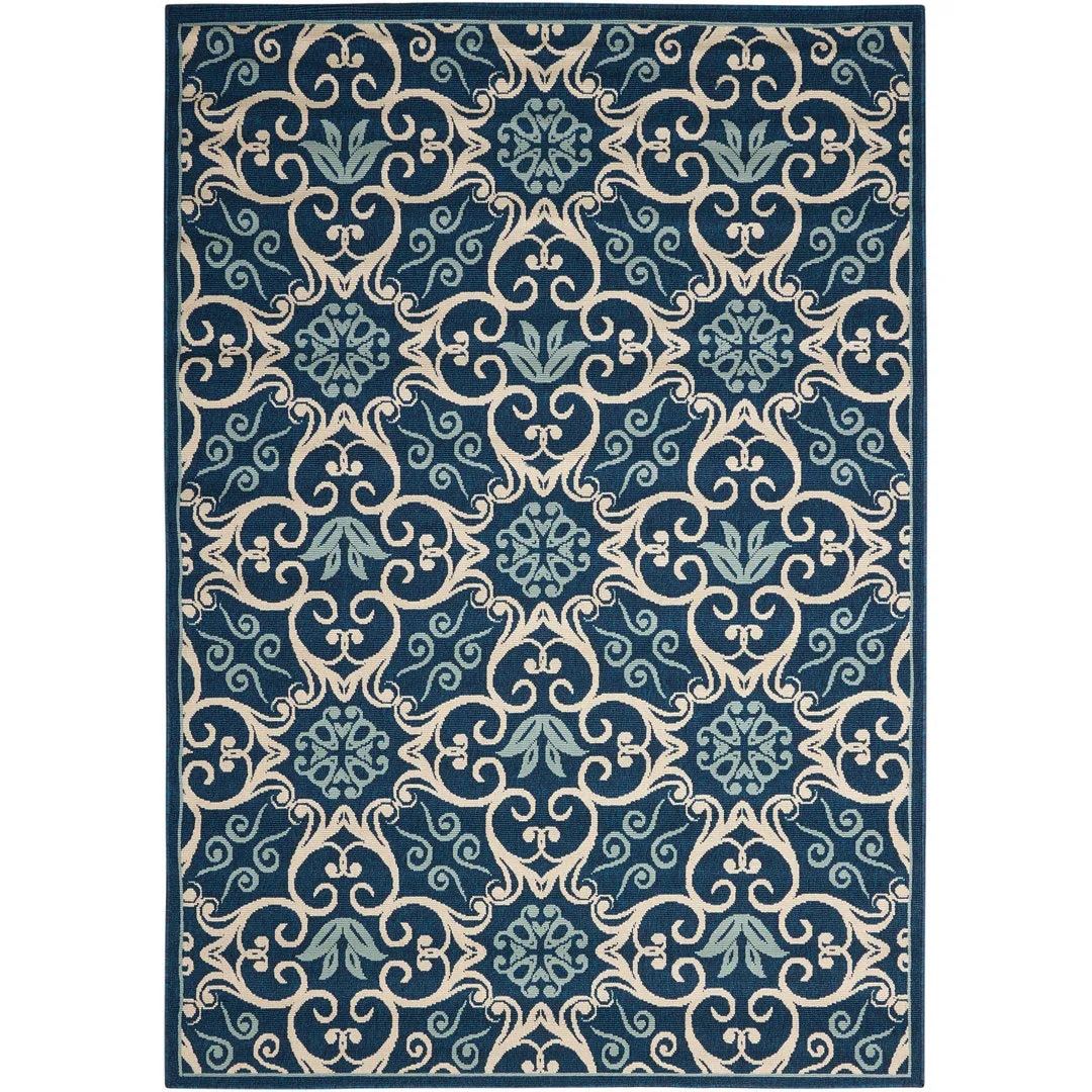Adelene Floral Navy Blue Indoor / Outdoor Area Rug Birch Lane™ Rug Size: Rectangle 5'3" x 7'5"