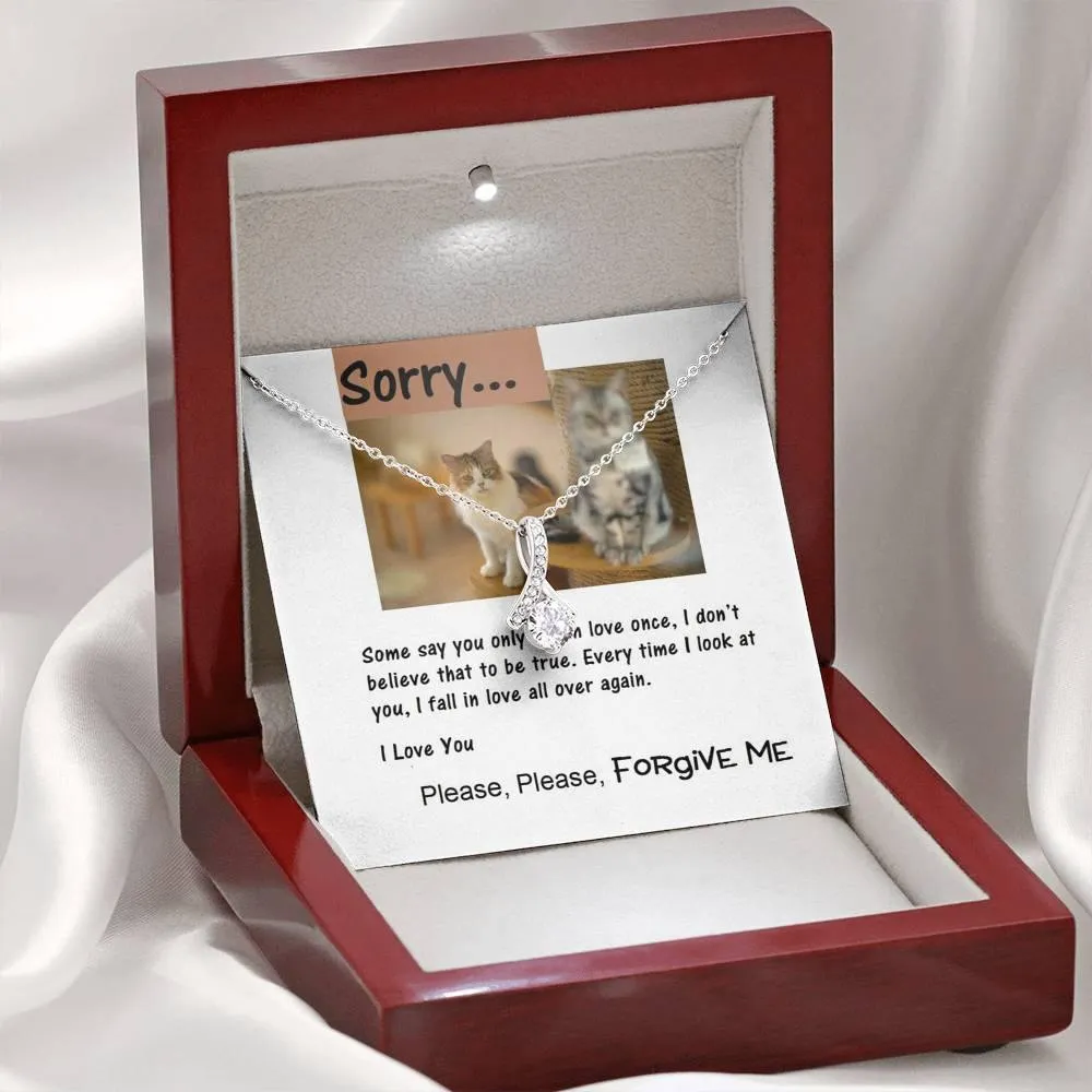 ALLURING BEAUTY Necklace, Apology Message Card Jewelry for Her, Cat Lover Gift, Christmas Gift, Gift Idea, Gift for Her
